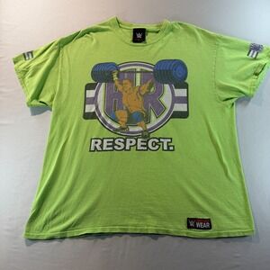 WWE John Cena Respect Graphic T-Shirt Green Authentic Wear Size XL‎